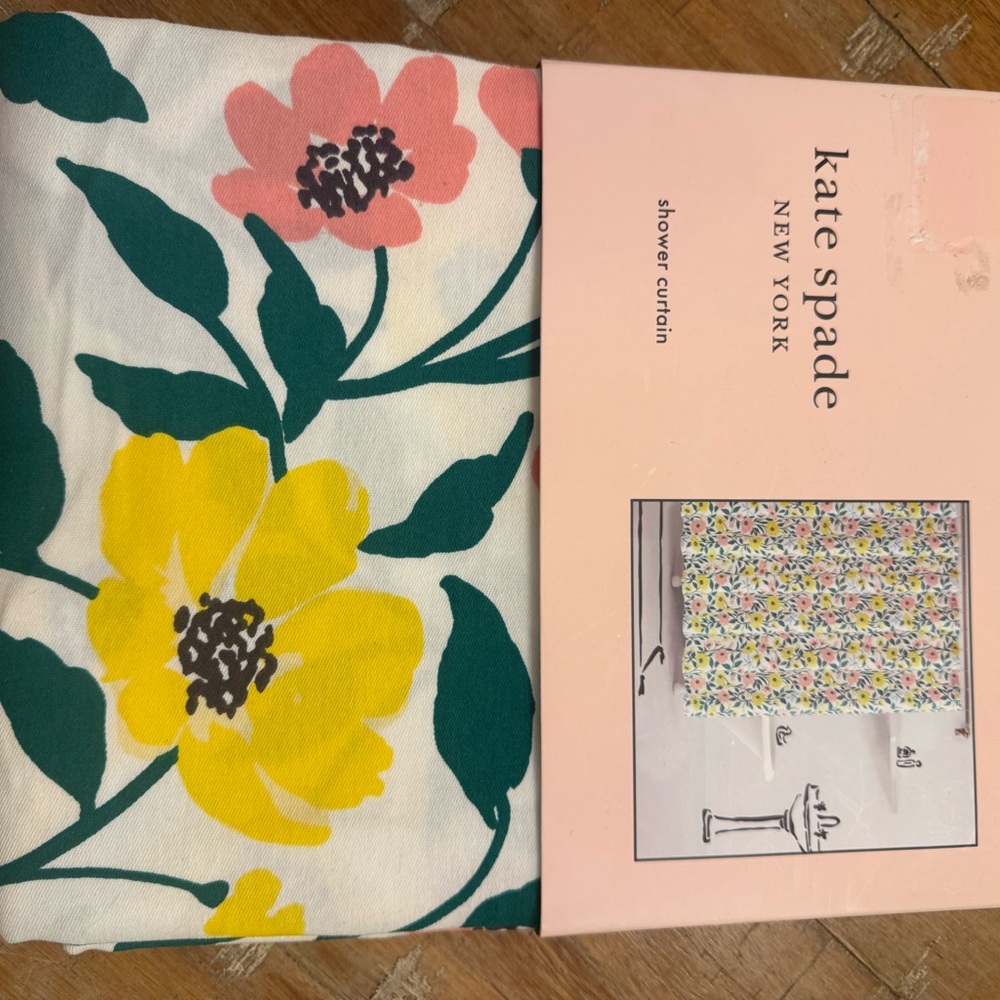 Kate Spade Yellow and Pink Floral Shower Curtain
